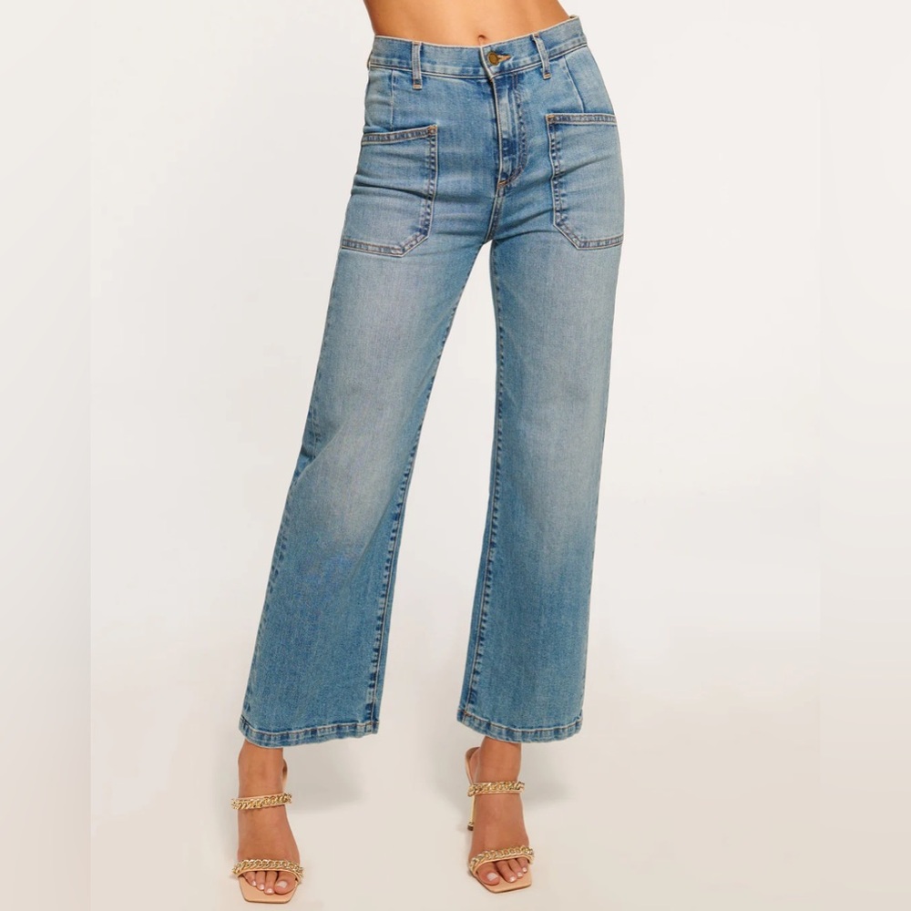 Luxury brand Ramy Brook Zoey Wide Leg Cropped Jean Light Wash 32